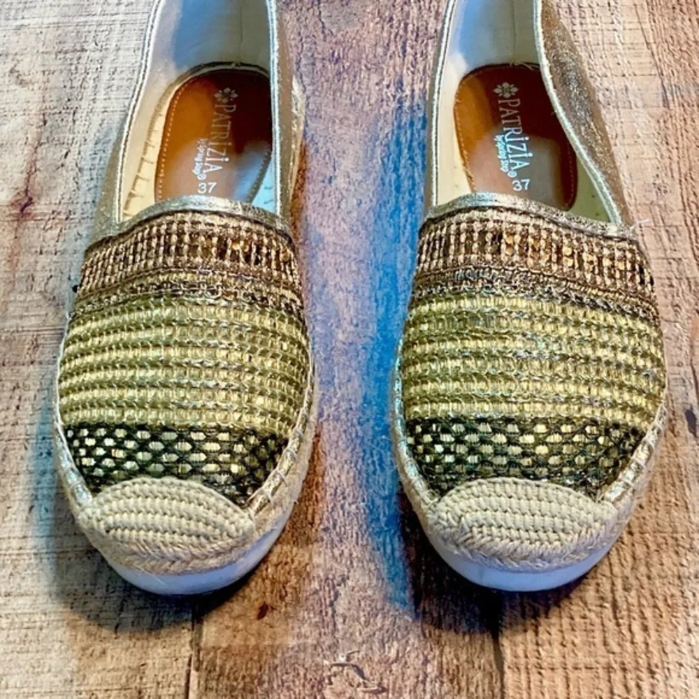Patrizia‎ Spring Step Austral Gold Metallic Espadrille Flats Beaded Shoes EU 37